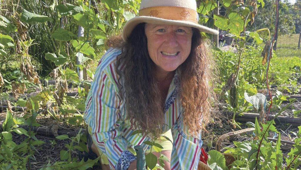 Leonie Shanahan in her tropical garden.