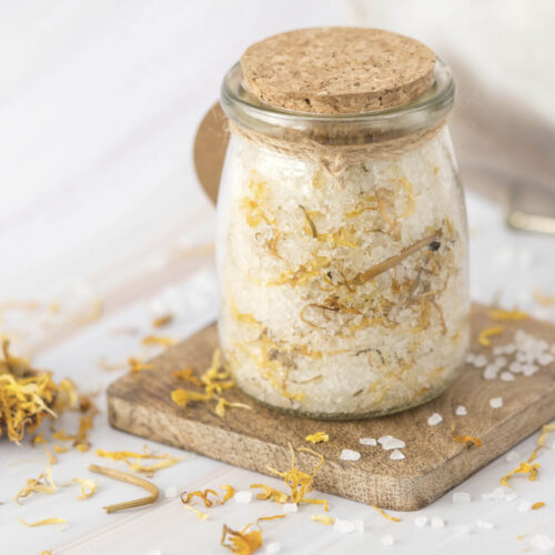 Mix together dried herbs and salts for gifts.