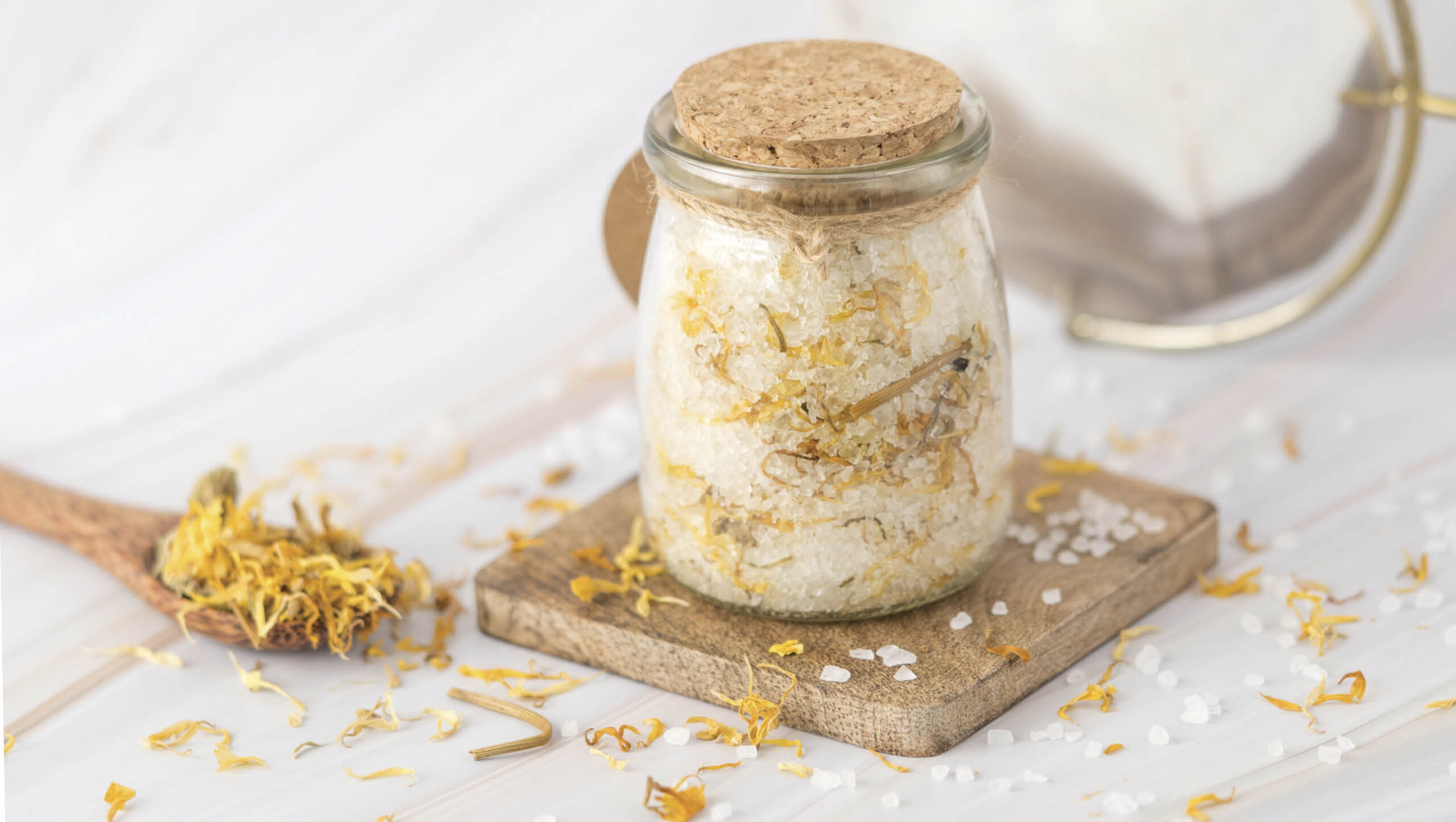 Mix together dried herbs and salts for gifts.